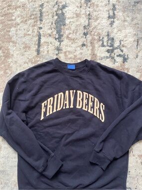 Friday Beers Men's Black Graphic Crewneck Sweatshirt